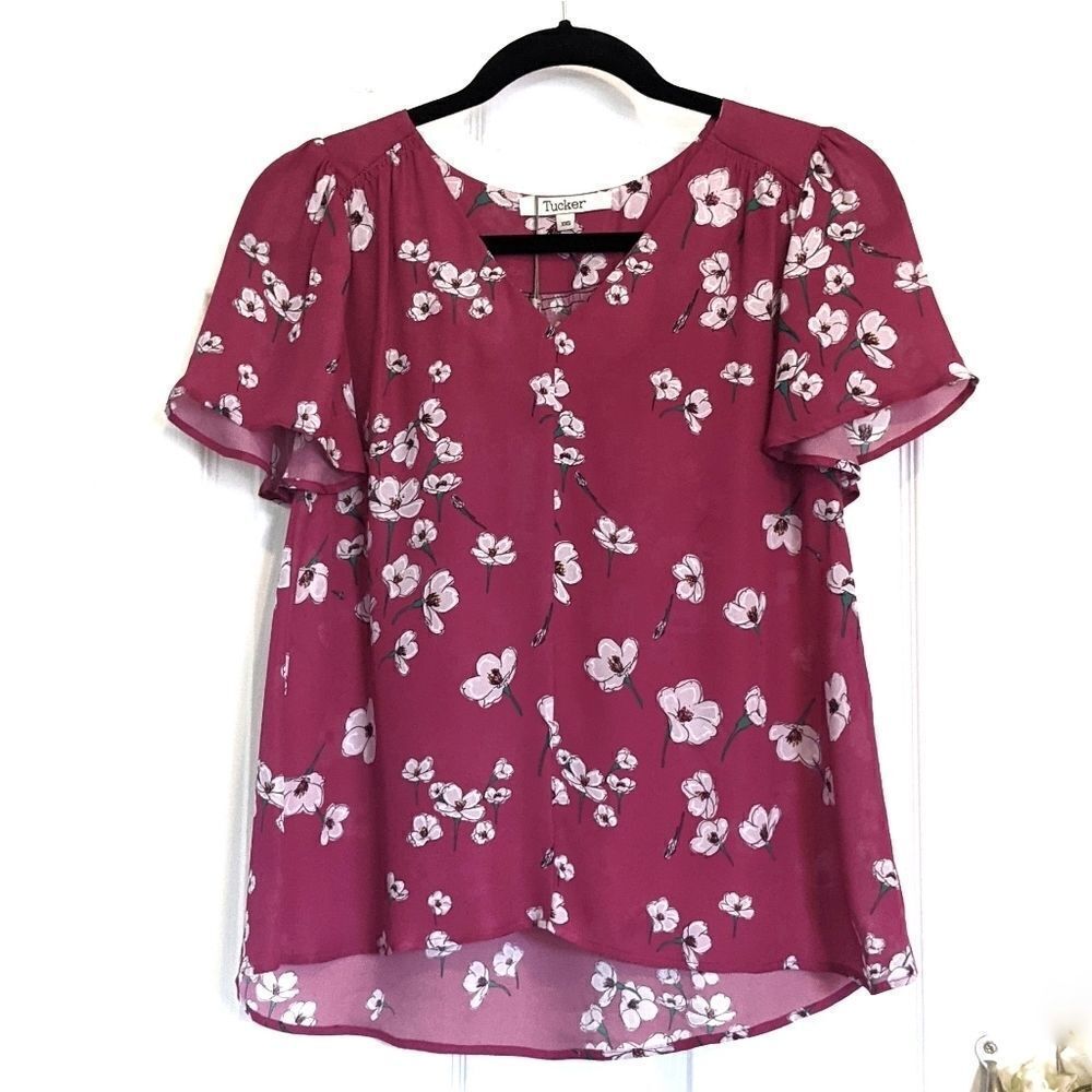 Tucker Chelsea Top Tahitian Gardenia in Double Georgette Silk Blouse Floral